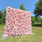 US Seller--5D blush Roses  Flower Wall 8*8ft  - Flower Wall Rolling Up Curtain Wall,  flower Fabric Backdrop，Artificial rolling up curtain