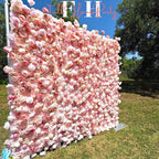 US Seller--5D blush Roses  Flower Wall 8*8ft  - Flower Wall Rolling Up Curtain Wall,  flower Fabric Backdrop，Artificial rolling up curtain