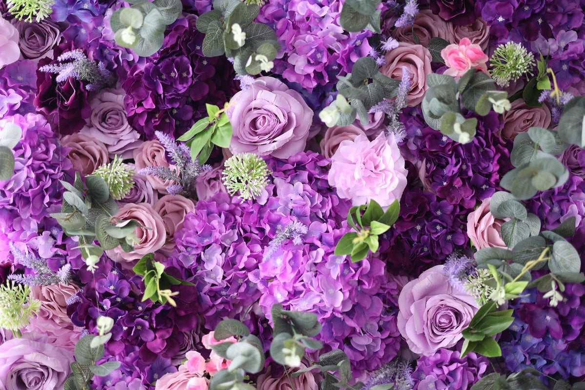 Ships from USA | 5D Romantic Pink & Purple Rose Flower Wall 8x8ft, Roll-Up Curtain Fabric Backdrop, Wedding Party Photo Wall Decor
