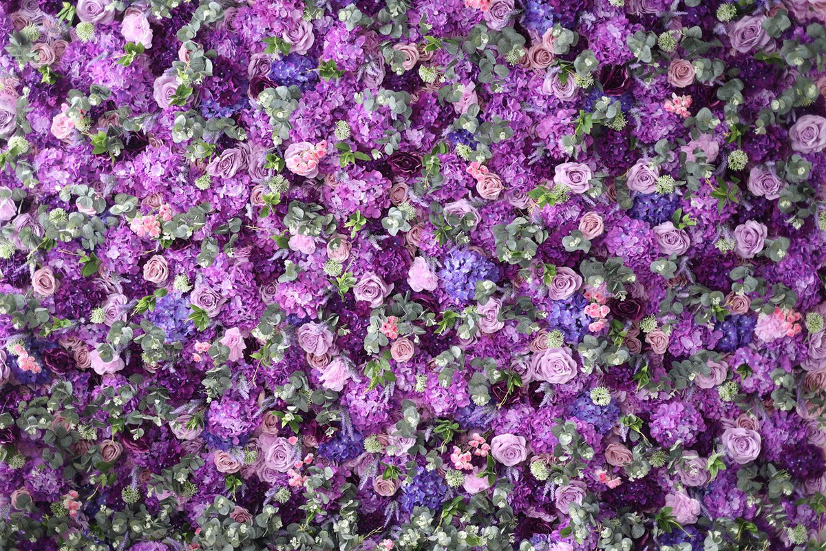 Ships from USA | 5D Romantic Pink & Purple Rose Flower Wall 8x8ft, Roll-Up Curtain Fabric Backdrop, Wedding Party Photo Wall Decor