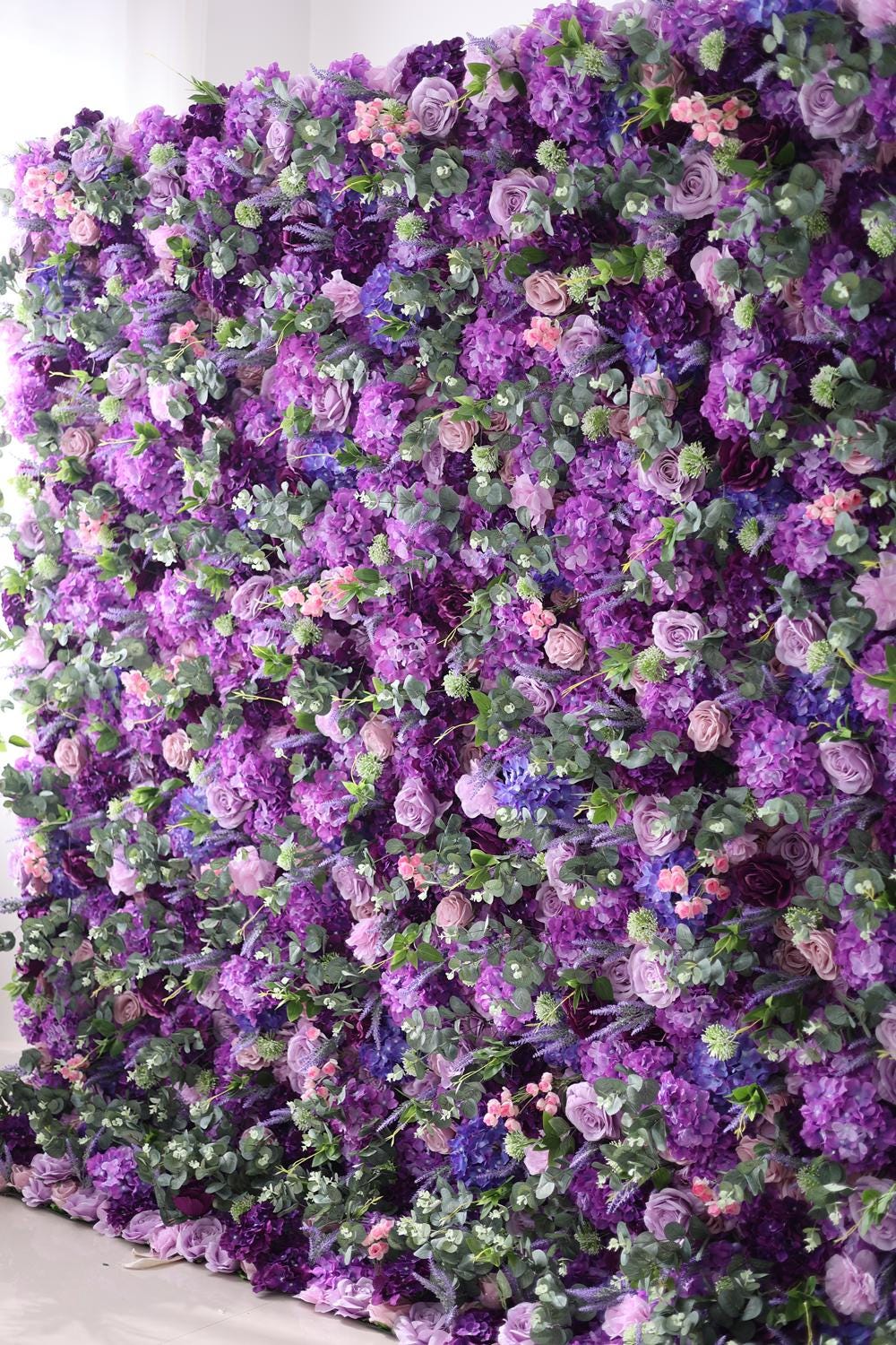 Ships from USA | 5D Romantic Pink & Purple Rose Flower Wall 8x8ft, Roll-Up Curtain Fabric Backdrop, Wedding Party Photo Wall Decor