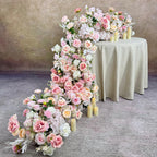 US Seller ---Blush Pink Roses Wedding Arch Artificial Floral, Table Flower Runner,  Flower Row Arrangement, Perfect for Party