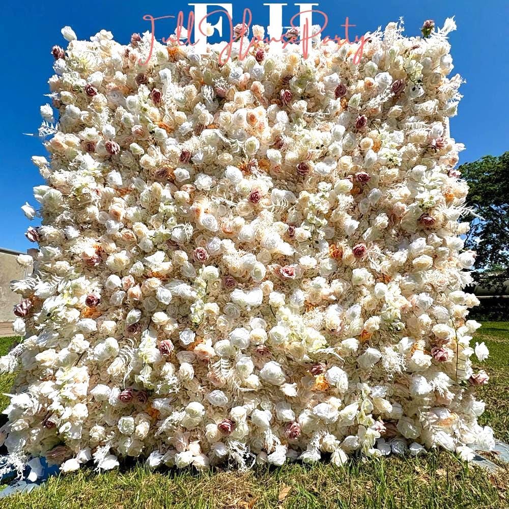 US seller---Blush Pink and White -5DFabric Backdrop Flower Wall, Wedding Party Photo Background, Wedding Decoration, Easy  Quick Assembly