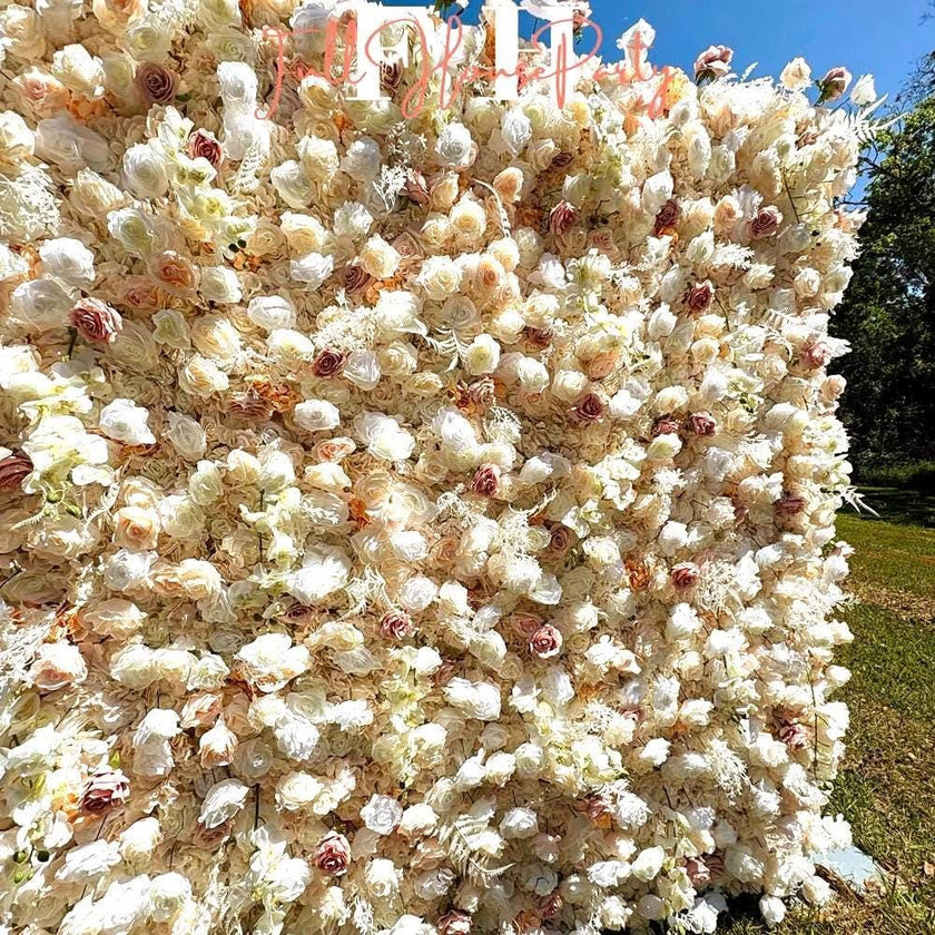 US seller---Blush Pink and White -5DFabric Backdrop Flower Wall, Wedding Party Photo Background, Wedding Decoration, Easy  Quick Assembly