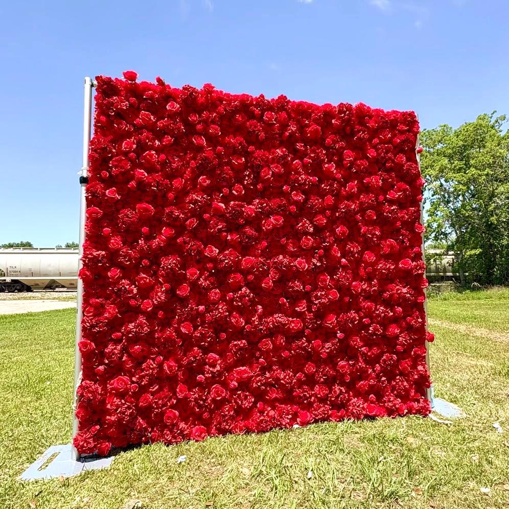 Ships from USA |3D Rose Flower Wall 8*8ft - Flower Wall Rolling Up Curtain Wall, Fabric Flower Wall, Wedding Party Photo Backdrop