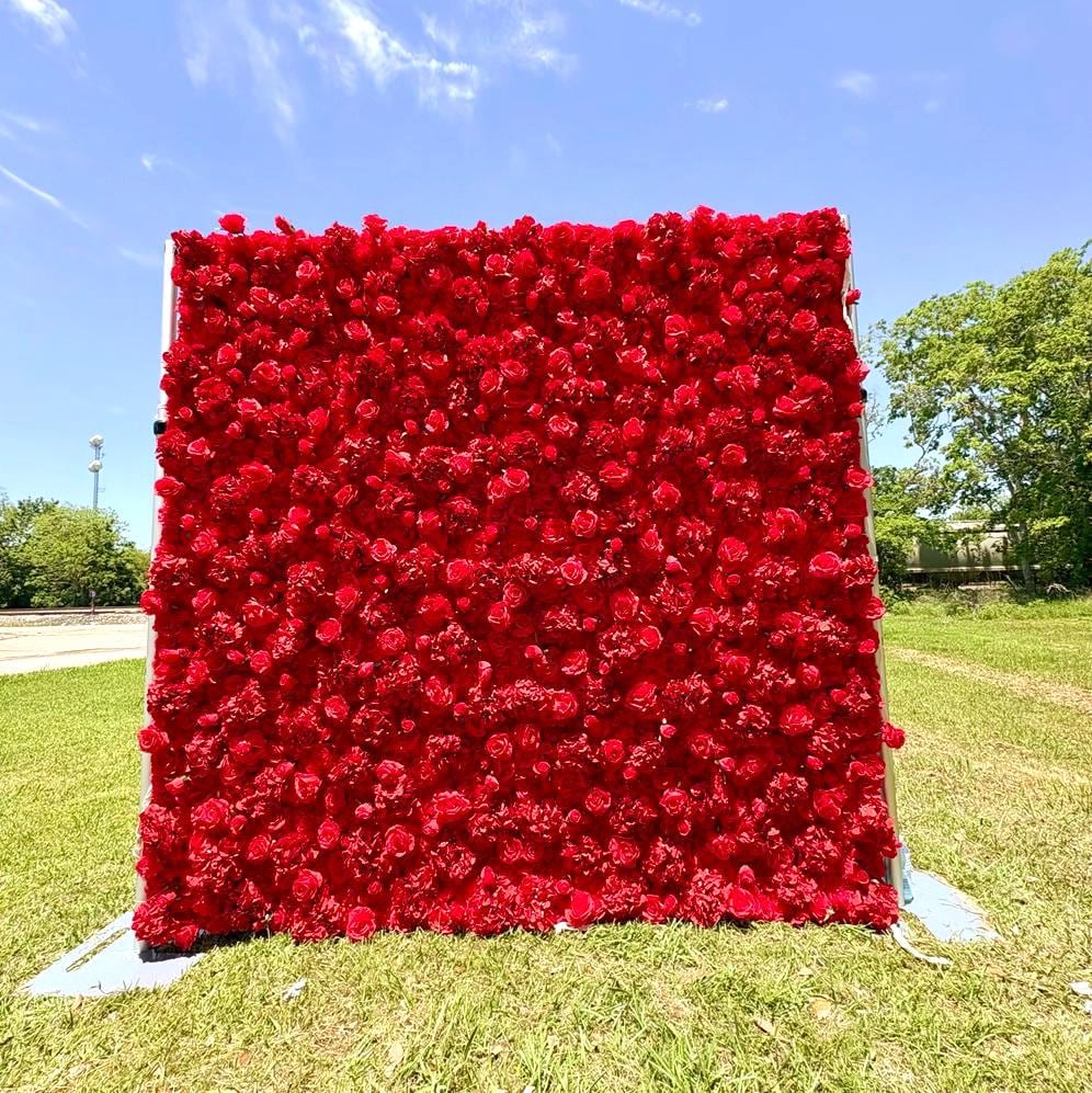 Ships from USA |3D Rose Flower Wall 8*8ft - Flower Wall Rolling Up Curtain Wall, Fabric Flower Wall, Wedding Party Photo Backdrop