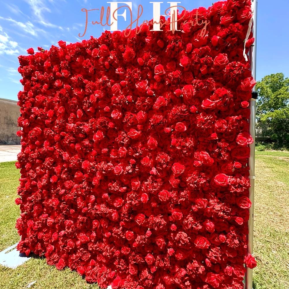 Ships from USA |3D Rose Flower Wall 8*8ft - Flower Wall Rolling Up Curtain Wall, Fabric Flower Wall, Wedding Party Photo Backdrop