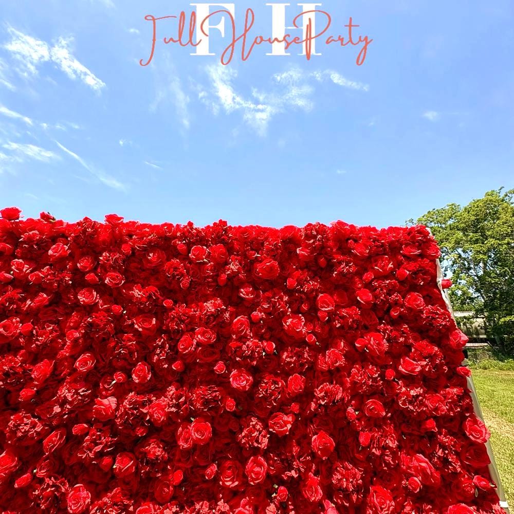 Ships from USA |3D Rose Flower Wall 8*8ft - Flower Wall Rolling Up Curtain Wall, Fabric Flower Wall, Wedding Party Photo Backdrop