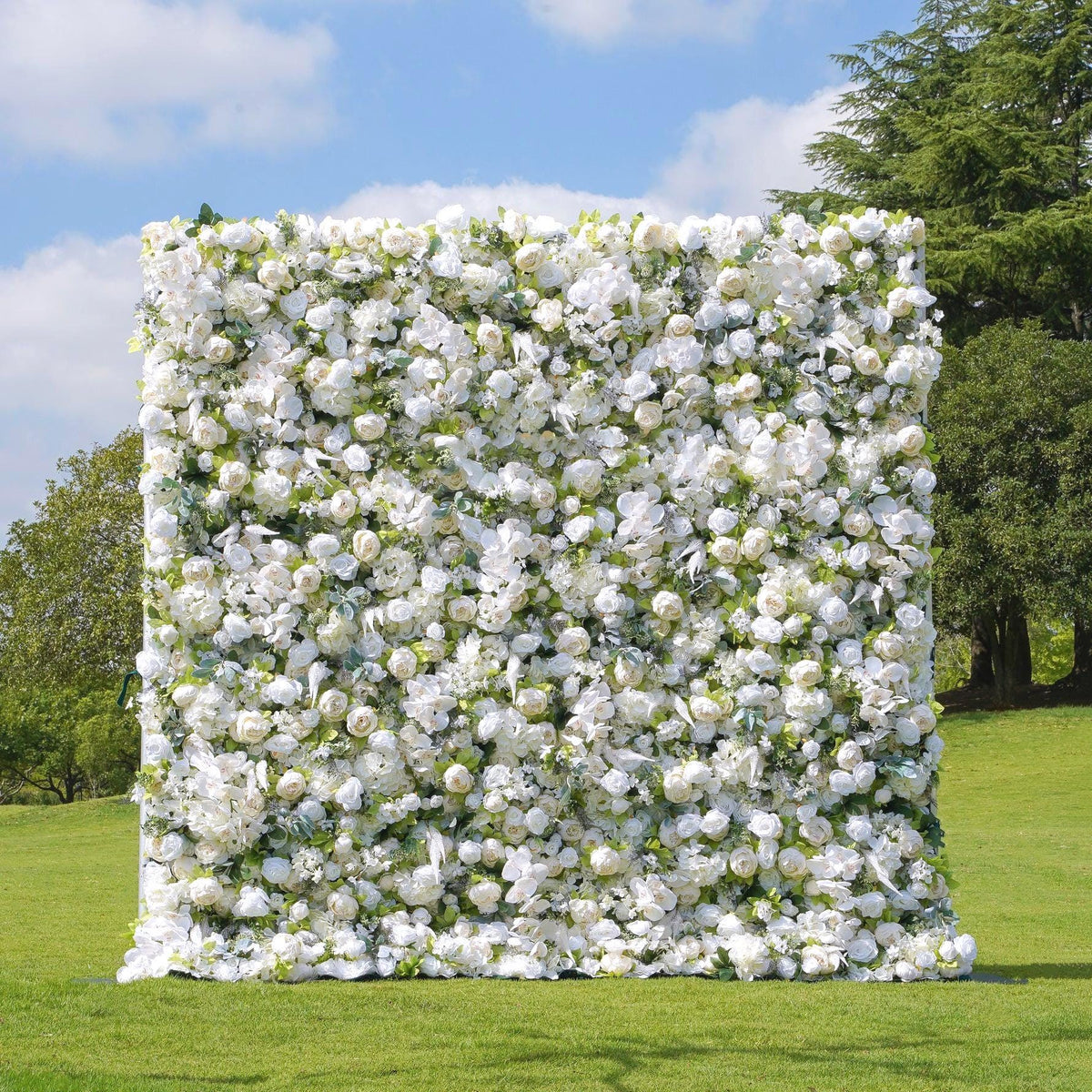 US Stock---5D Rose Flower Wall 8x8ft, Fabric Flower Wall Backdrop, Rolling Up Curtain Wall, Wedding Party Photo Booth Backdrop