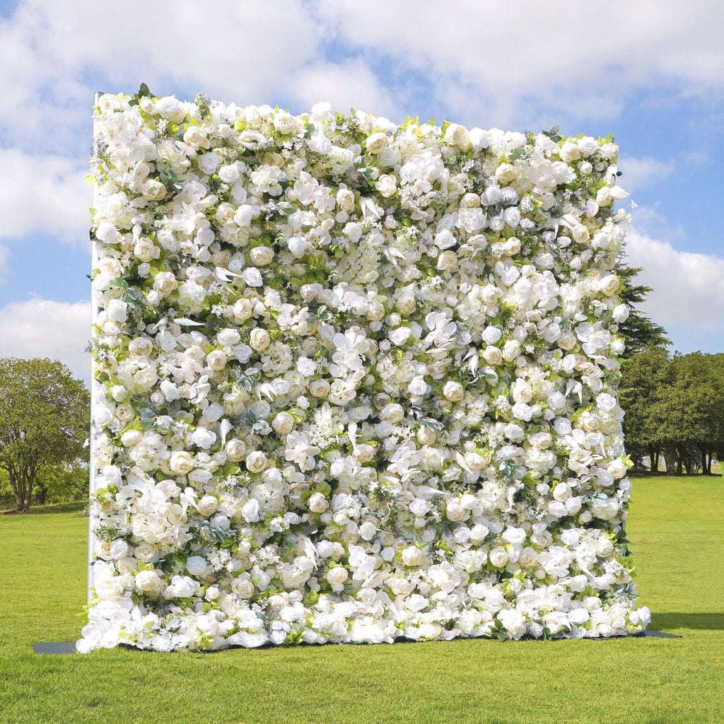 US Stock---5D Rose Flower Wall 8x8ft, Fabric Flower Wall Backdrop, Rolling Up Curtain Wall, Wedding Party Photo Booth Backdrop
