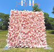 US Seller--5D blush Roses  Flower Wall 8*8ft  - Flower Wall Rolling Up Curtain Wall,  flower Fabric Backdrop，Artificial rolling up curtain
