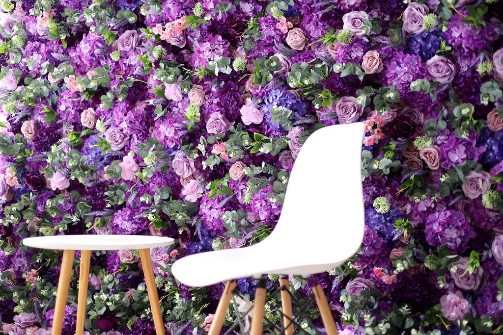 Ships from USA | 5D Romantic Pink & Purple Rose Flower Wall 8x8ft, Roll-Up Curtain Fabric Backdrop, Wedding Party Photo Wall Decor