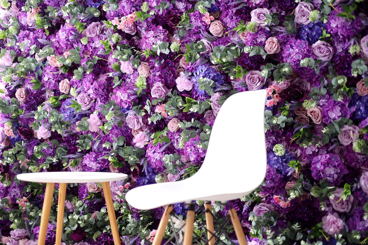 Ships from USA | 5D Romantic Pink & Purple Rose Flower Wall 8x8ft, Roll-Up Curtain Fabric Backdrop, Wedding Party Photo Wall Decor