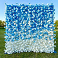 50% Off | Ships from Houston |5D Blue and White Rose Flower Wall  - Flower Wall Rolling Up Curtain Wall, Wedding Party Photo Backdrop