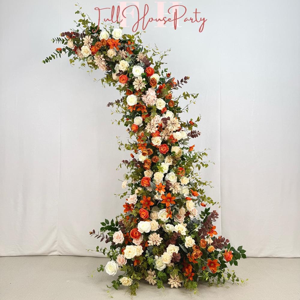 US Seller – Fall Wedding Arch Flowers, Rustic Pastoral Floral Arrangement for Ceremony, Columns & Party Backdrop Décor