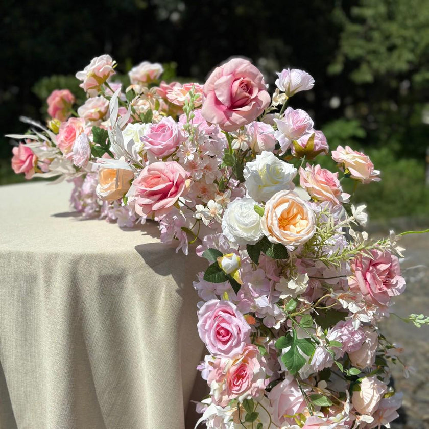 Ships from USA/Blush Pink Rose Wedding Arch Flowers, Artificial Floral Runner, Table Centerpiece & Flower Row Décor for Parties  Events