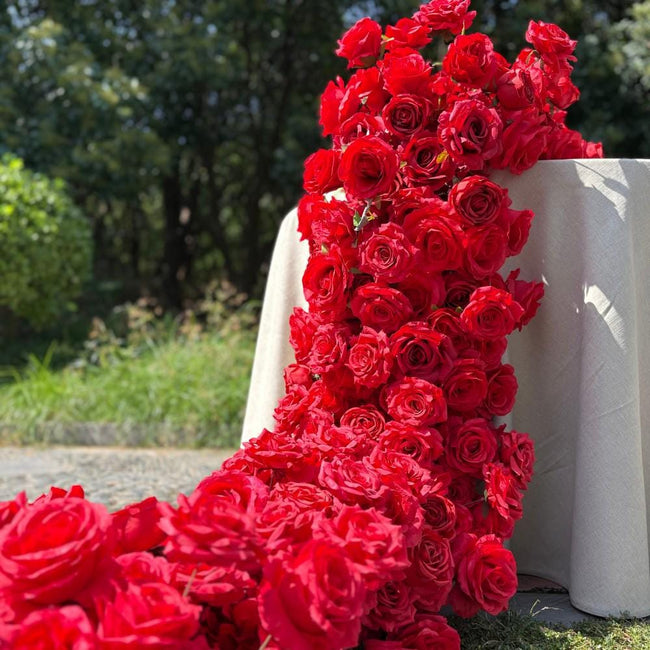 US Seller/ Burgundy Red Rose Wedding Arch, Artificial Floral Table Arrangement, Garland, Flower Row Decoration  Wedding Table Center Piece