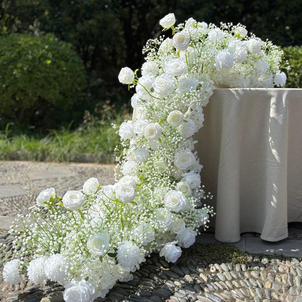 US Seller – Baby’s Breath Garland, Wedding Arch Décor, Table Flower Runner, Centerpiece Garland, Floral Row for Wedding Aisle