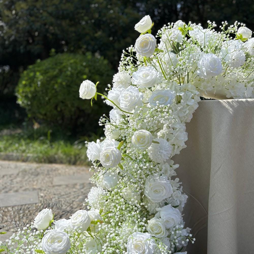 US Seller – Baby’s Breath Garland, Wedding Arch Décor, Table Flower Runner, Centerpiece Garland, Floral Row for Wedding Aisle