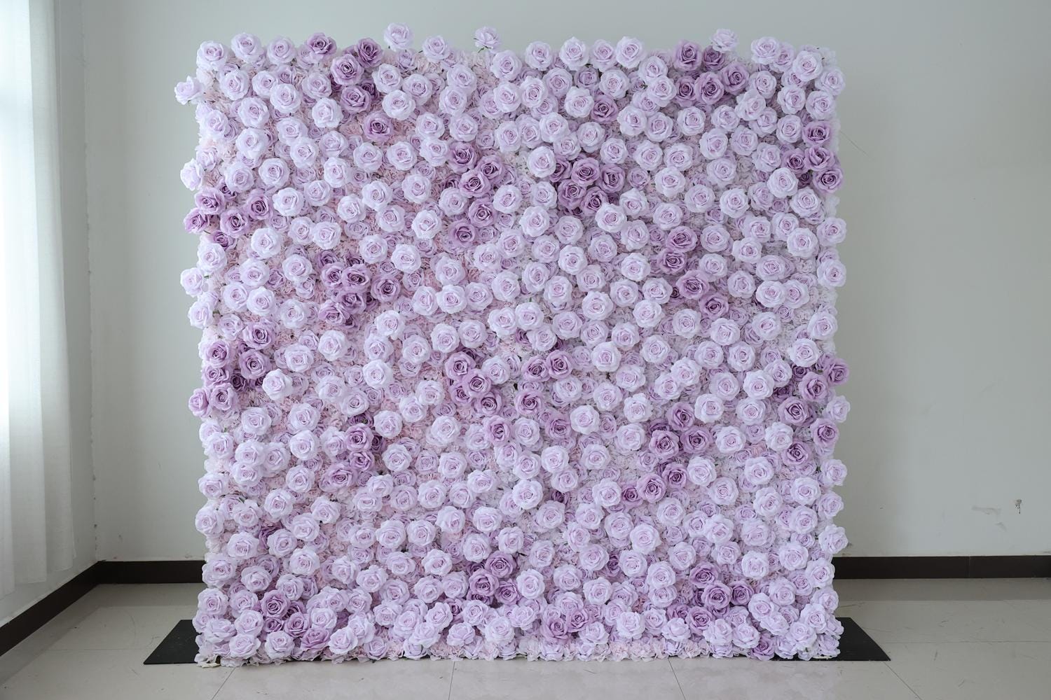 US Seller--8x8ft Romantic Lilac Purple Flower Wall 8x8ft, Rolling Curtain Backdrop, Artificial Fabric Flower Wall for Weddings & Events