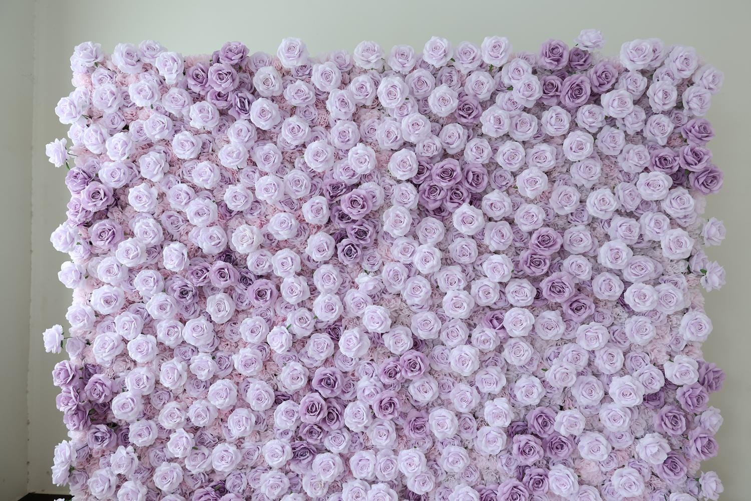US Seller--8x8ft Romantic Lilac Purple Flower Wall 8x8ft, Rolling Curtain Backdrop, Artificial Fabric Flower Wall for Weddings & Events