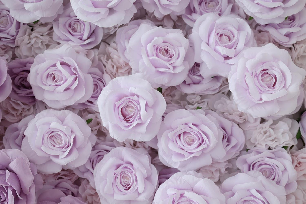 50% Off | Ships from Houston/8x8ft Romantic Lilac Purple Flower Wall,Rolling Curtain Backdrop, Artificial Fabric Flower Wall for Weddings