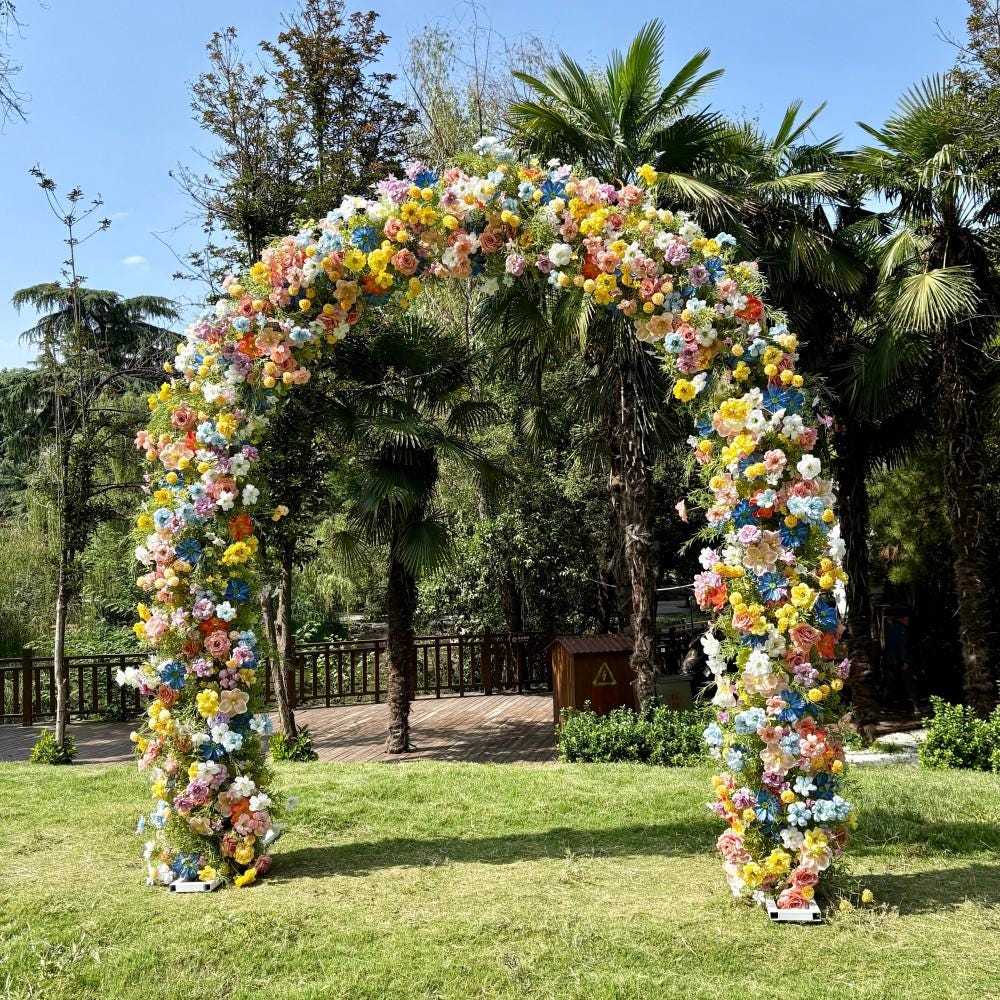 US Seller – Wildflower-Inspired Spring Wedding Flowers, Artificial Floral Table Runner, Rustic Flower Row Décor for Wedding Aisle
