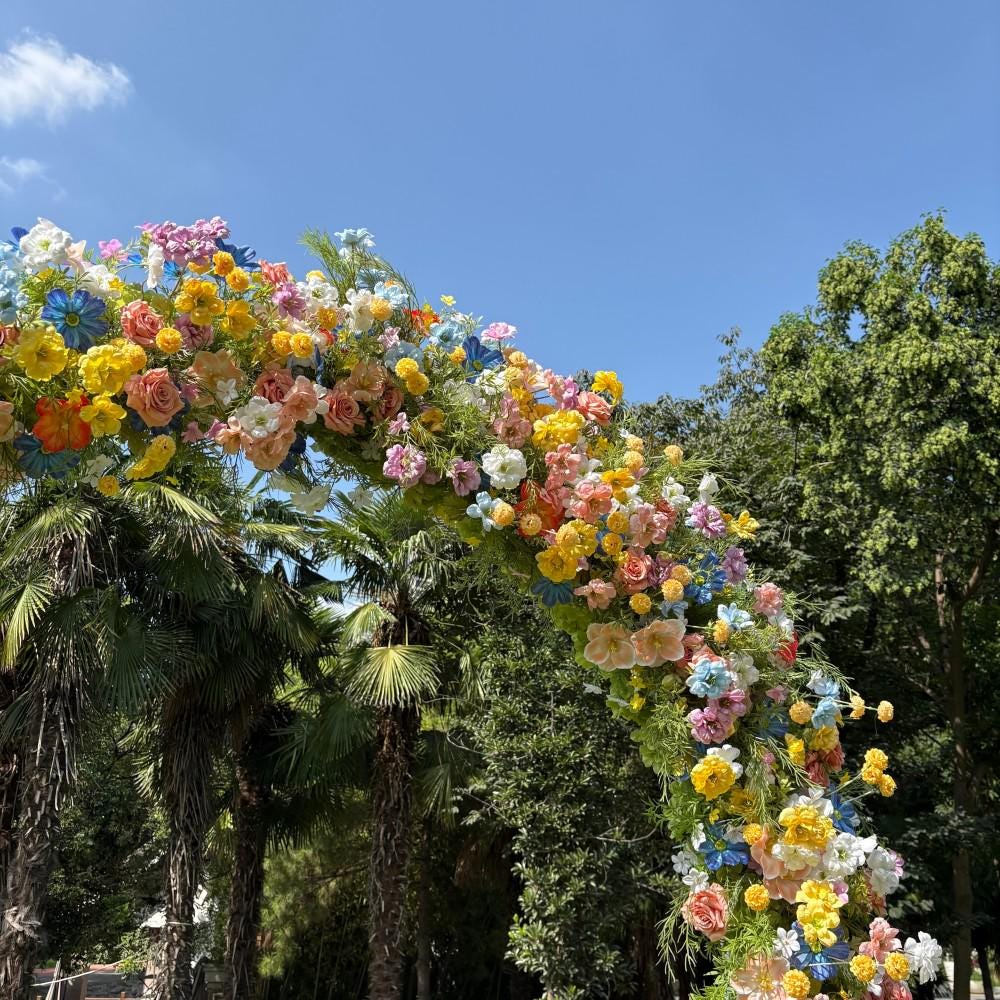 US Seller – Wildflower-Inspired Spring Wedding Flowers, Artificial Floral Table Runner, Rustic Flower Row Décor for Wedding Aisle