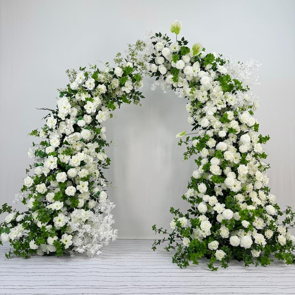 US Seller – White Rose Wedding Arch for Fall Weddings, Floral Backdrop for Weddings, Events & Outdoor Parties