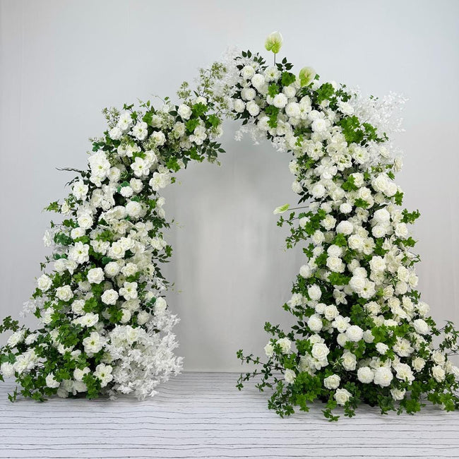 US Seller – White Rose Wedding Arch for Fall Weddings, Floral Backdrop for Weddings, Events & Outdoor Parties