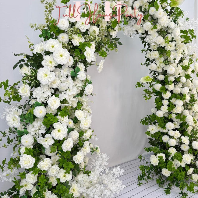 US Seller – White Rose Wedding Arch for Fall Weddings, Floral Backdrop for Weddings, Events & Outdoor Parties