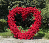 5D Red Heart-Shaped Floral Arch Backdrop(7.2×7.2 ft), Luxury Artificial Rose Wedding Arch, Proposal & Engagement Decoration