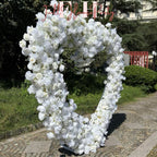 US Seller – 5D Luxury White Heart-Shaped Floral Arch, Romantic Wedding Backdrop, Proposal & Engagement Decoration, Love Arch (7.2 × 7.2 ft)