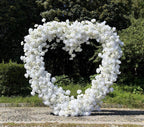 US Seller – 5D Luxury White Heart-Shaped Floral Arch, Romantic Wedding Backdrop, Proposal & Engagement Decoration, Love Arch (7.2 × 7.2 ft)