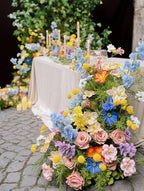 US Seller----Wildflower-Inspired Spring Wedding Artificial Floral, Table Flower Runner, Rustic Flower Row ,Flower Row for Wedding Aisle