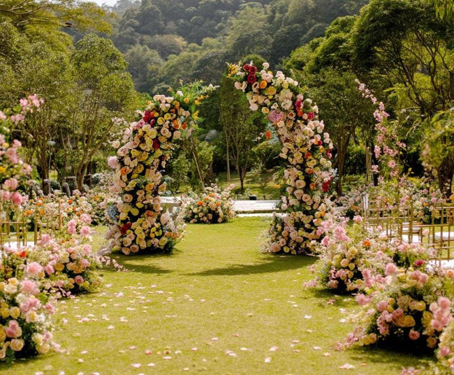 US Seller-Wildflower-Inspired Spring and Summer Wedding Arch Décor.Wedding Archway Artificial  Rose  Archway,Flower Row Arrrangement