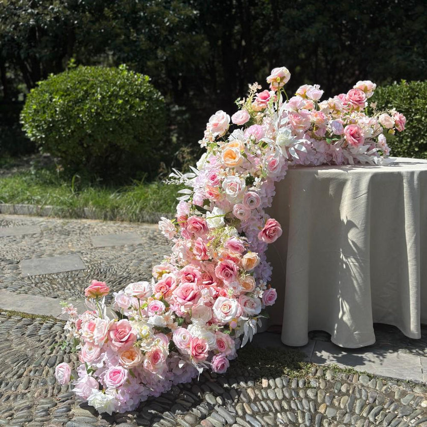 Ships from USA/Blush Pink Rose Wedding Arch Flowers, Artificial Floral Runner, Table Centerpiece & Flower Row Décor for Parties  Events