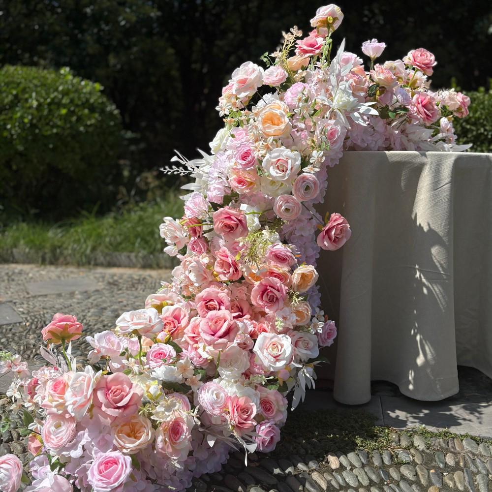 Ships from USA/Blush Pink Rose Wedding Arch Flowers, Artificial Floral Runner, Table Centerpiece & Flower Row Décor for Parties  Events