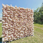 US seller---5D Light Brown Rose Flower Wall   - Flower Wall Rolling Up Curtain Wall, Fabric Flower Wall, Wedding Party Photo Backdrop