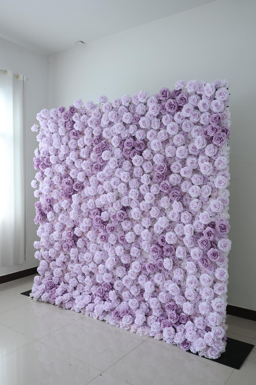 US Seller--8x8ft Romantic Lilac Purple Flower Wall 8x8ft, Rolling Curtain Backdrop, Artificial Fabric Flower Wall for Weddings & Events