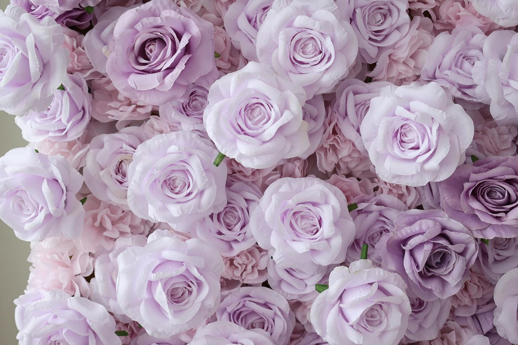 50% Off | Ships from Houston/8x8ft Romantic Lilac Purple Flower Wall,Rolling Curtain Backdrop, Artificial Fabric Flower Wall for Weddings