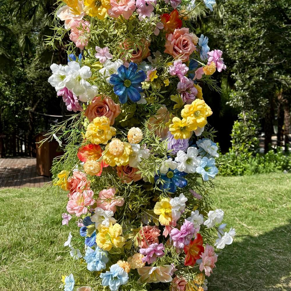 US Seller – Wildflower-Inspired Spring Wedding Flowers, Artificial Floral Table Runner, Rustic Flower Row Décor for Wedding Aisle