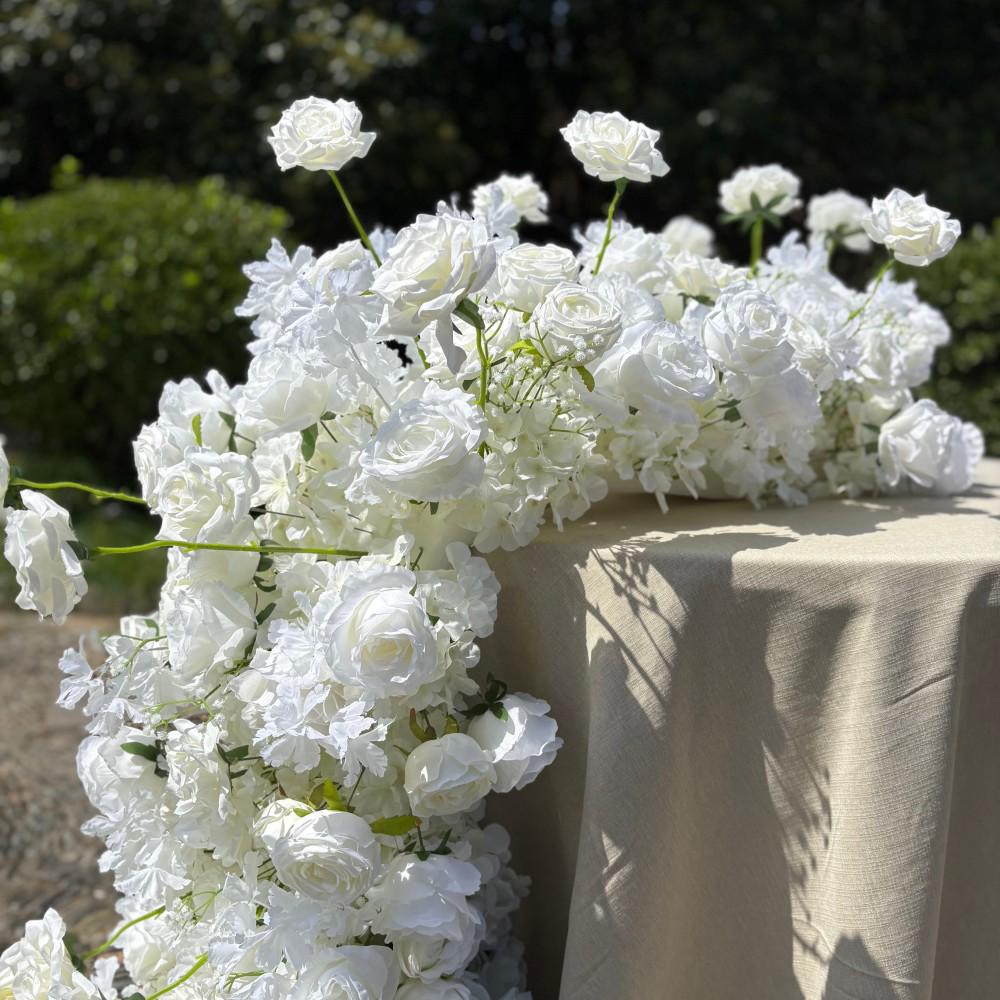 US Seller ---White Flower Garland for Wedding Arch, Artificial Floral Table Runner, Wedding Centerpiece & Aisle Flower Row