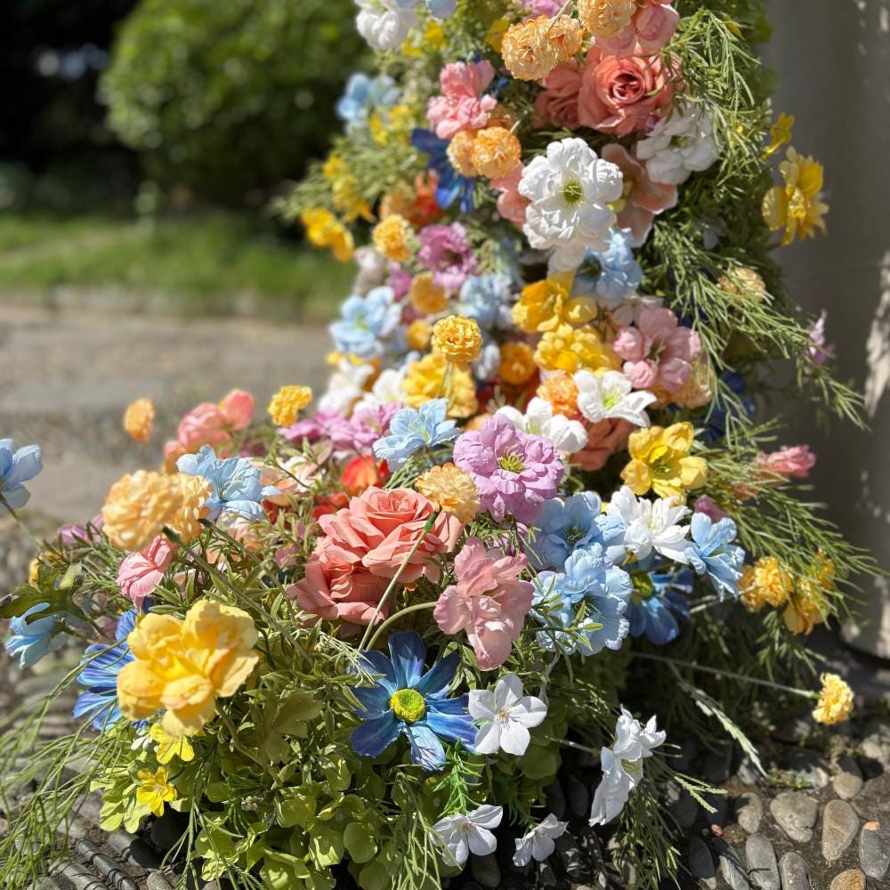 US Seller – Wildflower-Inspired Wedding Flowers Décor for Spring & Fall, Artificial Floral Table Runner, Rustic Flower Row Arrangement