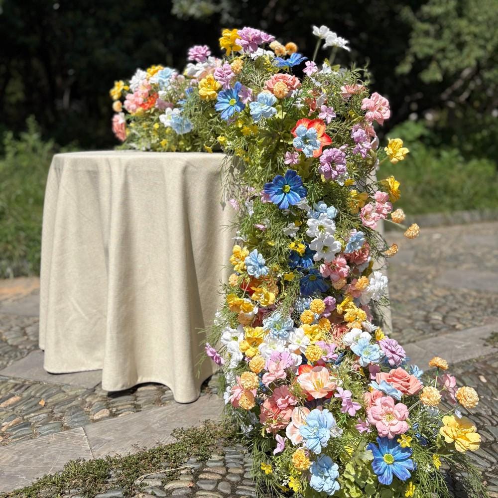 Ships from USA/Wildflower-Inspired Wedding Flowers Décor for Spring & Fall, Artificial Floral Table Runner, Rustic Flower Row Arrangement