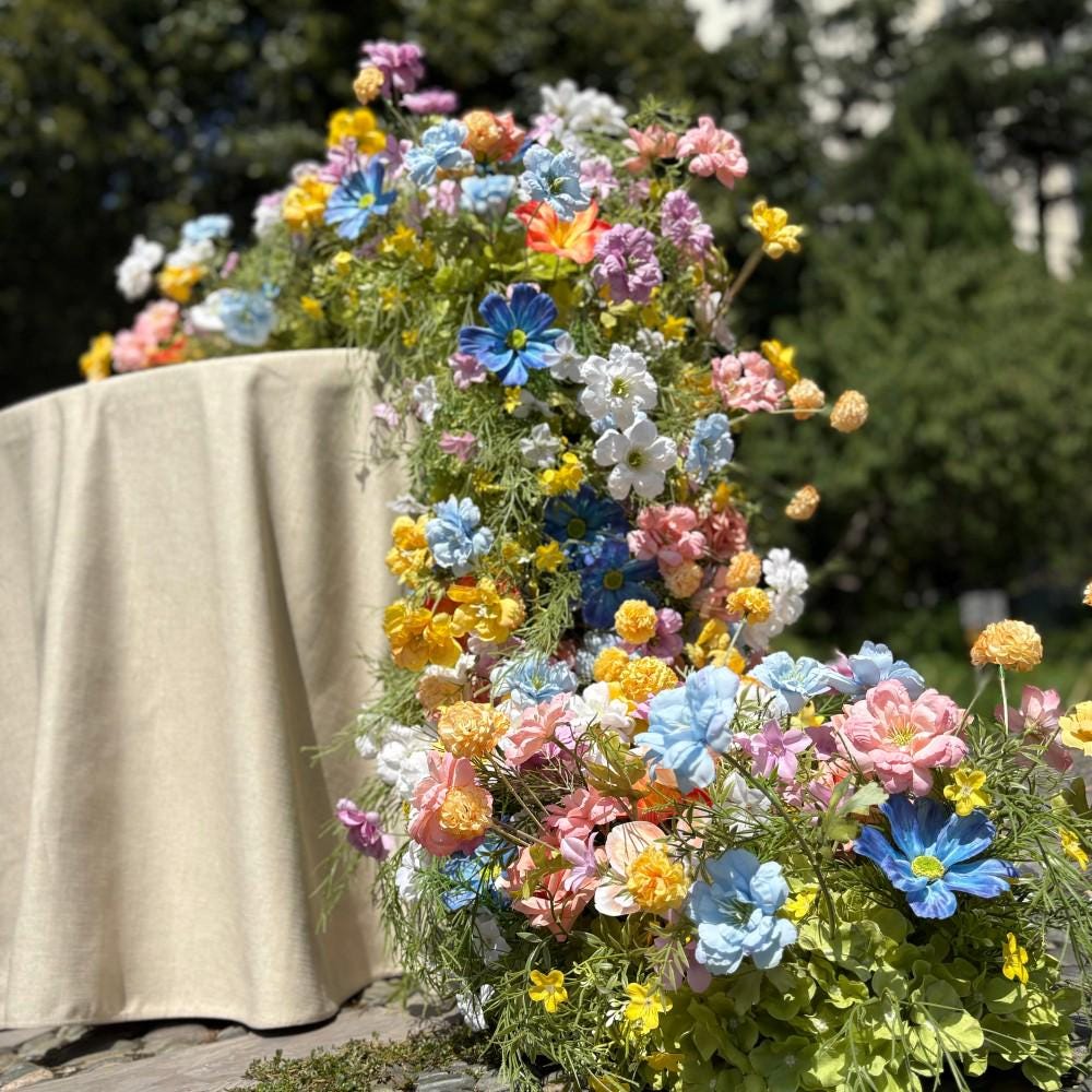 Ships from USA/Wildflower-Inspired Wedding Flowers Décor for Spring & Fall, Artificial Floral Table Runner, Rustic Flower Row Arrangement