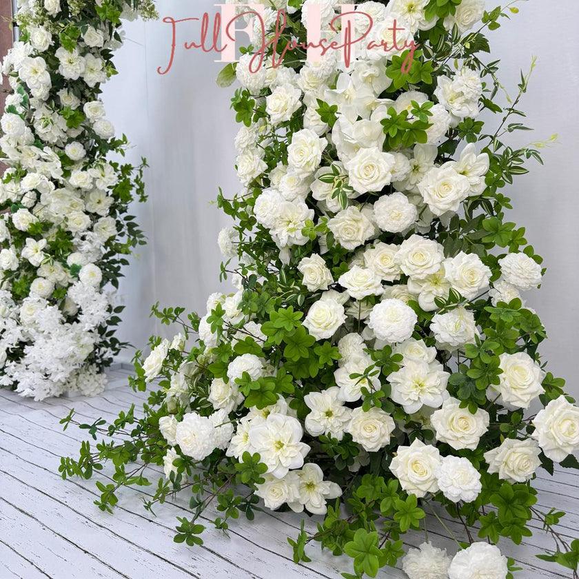 US Seller – White Rose Wedding Arch for Fall Weddings, Floral Backdrop for Weddings, Events & Outdoor Parties
