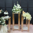 Gold Square Wedding Pedestal Stand Set