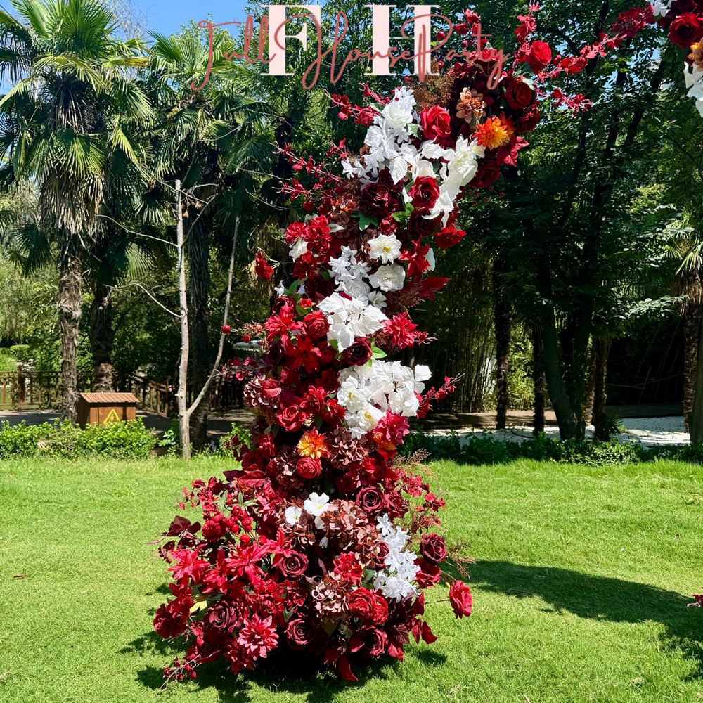 U.S. Local Stock-Burgundy Rose Wedding Spring and Summer Wedding Arch Décor.Wedding Archway Artificial Rose Archway,Flower Row Arrrangement