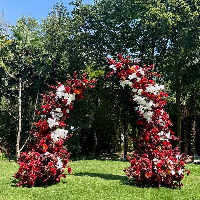 U.S. Local Stock-Burgundy Rose Wedding Spring and Summer Wedding Arch Décor.Wedding Archway Artificial Rose Archway,Flower Row Arrrangement